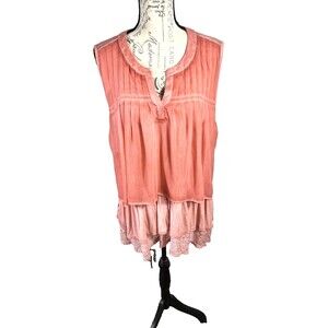 Artesia Women's Blouse Size XL Layered Tank Terra Cotta Sleeveless Festival NWT